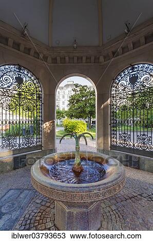 "Drinking fountain in Kochbrunnentempel, Kochbrunnen well, thermal spring, Wiesbaden, Hesse, Germany, Europe" View Large Photo Image Stock Image - "Drinking fountain in Kochbrunnentempel, Kochbrunnen well, thermal spring, Wiesbaden, Hesse, Germany, Europe". Fotosearch