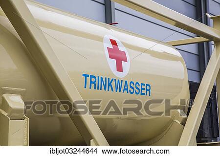 "Drinking water tank of the DRK, German Red Cross, to supply the population with potable water in the event of a disaster, MŸnster, North Rhine-Westphalia, Germany, Europe" View Large Photo Image Picture - "Drinking water tank of the DRK, German Red Cross, to supply the population with potable water in the event of a disaster, MŸnster, North Rhine-Westphalia, Germany, Europe". Fotosearch