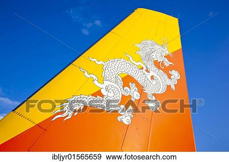 "Druk Air, Royal Bhutan Airlines plane tail featuring the country national Flag, Paro, Bhutan, Asia" View Large Photo Image Stock Photo - "Druk Air, Royal Bhutan Airlines plane tail featuring the country national Flag, Paro, Bhutan, Asia". Fotosearch