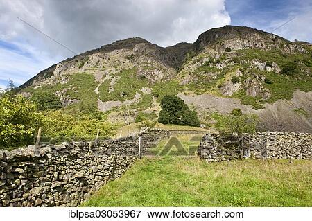 Stock Photo - "Dry walls, fence, St Johns in the Vale, Lake District, England, United Kingdom, Europe". Fotosearch