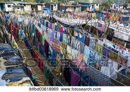 "Drying laundry, Mahalaxmi Dhobi Ghat, laundry district of Mumbai, Maharashtra, India, Asia" View Large Photo Image Stock Photo - "Drying laundry, Mahalaxmi Dhobi Ghat, laundry district of Mumbai, Maharashtra, India, Asia". Fotosearch