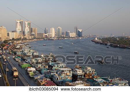 "Dubai Creek with old dhows laden with cargo, Dubai, Emirate of Dubai, United Arab Emirates, Asia" View Large Photo Image Picture - "Dubai Creek with old dhows laden with cargo, Dubai, Emirate of Dubai, United Arab Emirates, Asia". Fotosearch