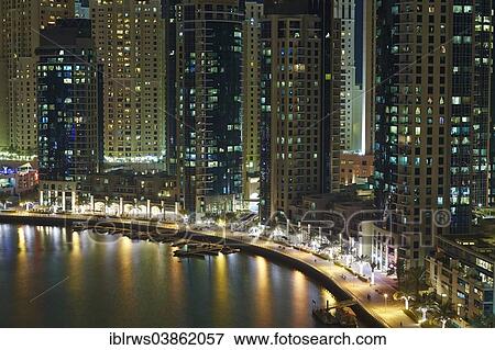 "Dubai Marina at night, Dubai, Emirate of Dubai, United Arab Emirates, Asia" View Large Photo Image Stock Photo - "Dubai Marina at night, Dubai, Emirate of Dubai, United Arab Emirates, Asia". Fotosearch