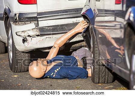 Dummy, mannequin representing a body, wedged between colliding vehicles, emergency exercise with numerous rescue organisations and the police taking part, staged mass accident on a motorway, Duelmen, North Rhine-Westphalia, Germany, Europe View Large Photo Image Stock Photography - Dummy, mannequin representing a body, wedged between colliding vehicles, emergency exercise with numerous rescue organisations and the police taking part, staged mass accident on a motorway, Duelmen, North Rhine-Westphalia, Germany, Europe. Fotosearch