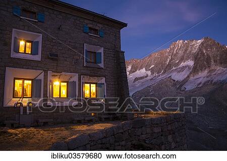 "Dusk at the Refuge du Couvercle, Mont Blanc massif, Chamonix-Mont-Blanc, Haute-Savoie department, Rhone-Alpes region, France, Europe" View Large Photo Image Stock Image - "Dusk at the Refuge du Couvercle, Mont Blanc massif, Chamonix-Mont-Blanc, Haute-Savoie department, Rhone-Alpes region, France, Europe". Fotosearch