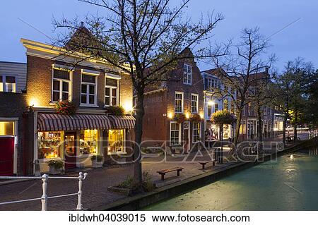 "Dusk on the canal, Delft, Holland, The Netherlands, Europe" View Large Photo Image Stock Photography - "Dusk on the canal, Delft, Holland, The Netherlands, Europe". Fotosearch