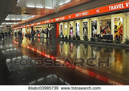 Stock Photo - "Duty-free shops, Munich Airport, Franz Josef Strauss Airport, Munich, Bavaria". Fotosearch