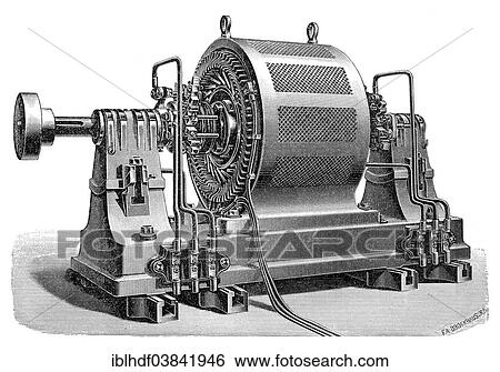 Stock Photograph - "Dynamo generator, historical illustration, 1894". Fotosearch