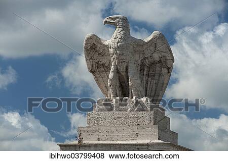 Stock Photo - "Eagle on a pedestal, Duca d'Aosta bridge over the Tiber River, 1939 to 1942, access to the Foro Italico, formerly Foro Mussolini, Rome, Lazio, Italy, Europe". Fotosearch