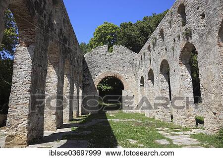 "Early Christian-Byzantine basilica in the ruins of the ancient city of Butrint, UNESCO World Cultural Heritage Site, Butrint, near Saranda, Vlore County, Albania, Europe" View Large Photo Image Stock Photo - "Early Christian-Byzantine basilica in the ruins of the ancient city of Butrint, UNESCO World Cultural Heritage Site, Butrint, near Saranda, Vlore County, Albania, Europe". Fotosearch