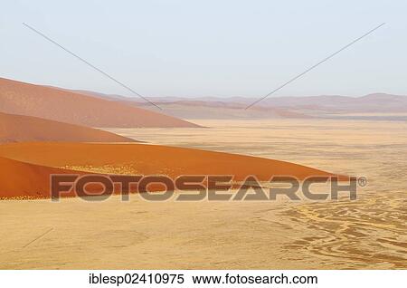 Stock Photography - "Early morning mood, view from Dune 45 over the dune landscape, Tsauchab Valley, Sossusvlei, Namib Desert, Namib Naukluft Park, Namibia, Africa". Fotosearch