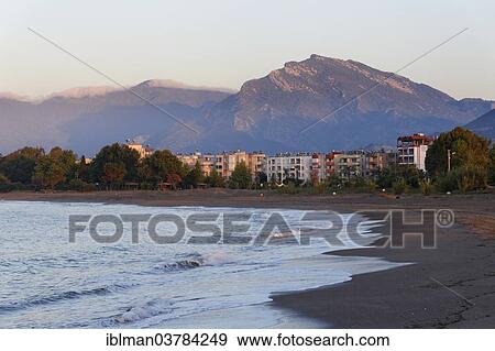 "Early morning on the beach with Iskele district, Anamur, Mersin Province, Turkish Riviera, Turkey, Asia" View Large Photo Image Stock Photo - "Early morning on the beach with Iskele district, Anamur, Mersin Province, Turkish Riviera, Turkey, Asia". Fotosearch