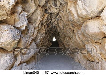 Stock Photo - "Earth gate in the Yerkapi rampart, historical Hittite city of Hattusa or Hattusas, Bogazkale, Corum province, Black Sea region, Turkey, Asia". Fotosearch