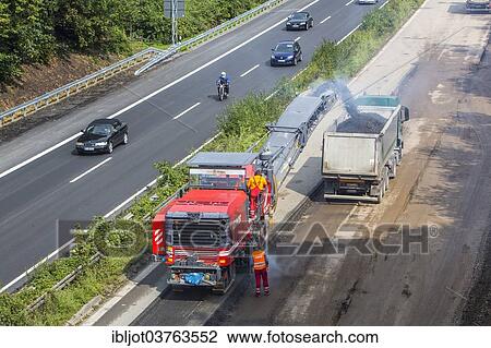 "Earthworks on a large highway construction site on the A52 motorway, near Essen, North Rhine-Westphalia, Germany, Europe" View Large Photo Image Stock Image - "Earthworks on a large highway construction site on the A52 motorway, near Essen, North Rhine-Westphalia, Germany, Europe". Fotosearch