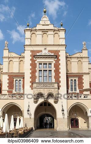 Stock Photo - "Eastern entrance to Sukiennice, Renaissance Cloth Hall, on Rynek Glowny or Main Market Square, Krakow, Poland, Europe". Fotosearch