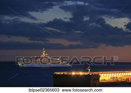 "Eclipse cruiser at sunset, built by Blohm and Voss, length 162. 5 meters, built in 2010, anchored off the Principality of Monaco, French Riviera, Mediterranean Sea, Europe" View Large Photo Image Stock Image - "Eclipse cruiser at sunset, built by Blohm and Voss, length 162. 5 meters, built in 2010, anchored off the Principality of Monaco, French Riviera, Mediterranean Sea, Europe". Fotosearch
