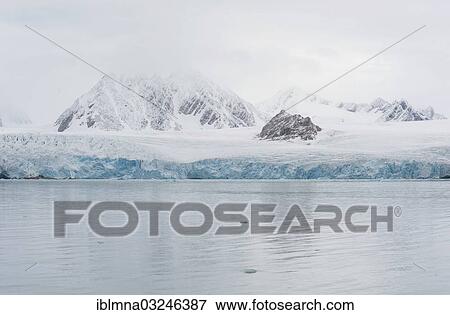 Stock Photo - "Edge of Smeerenburg Glacier with flashes of light, Smeerenburgfjorden, Spitsbergen Island, Svalbard Archipelago, Svalbard and Jan Mayen, Norway, Europe". Fotosearch