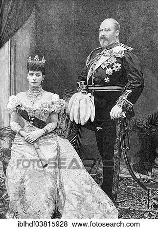 "Edward VII or Albert Edward, 1841 - 1910, King of the United Kingdom and Emperor of India and queen, Alexandra of Denmark, 1844 - 1925" View Large Photo Image Stock Photo - "Edward VII or Albert Edward, 1841 - 1910, King of the United Kingdom and Emperor of India and queen, Alexandra of Denmark, 1844 - 1925". Fotosearch