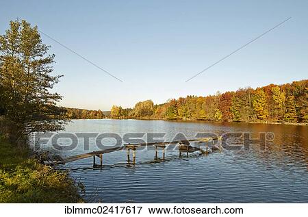 Stock Photo - Eggertalteich pond near Waldberg, autumn, Swabia, Bavaria, Germany, Europe. Fotosearch