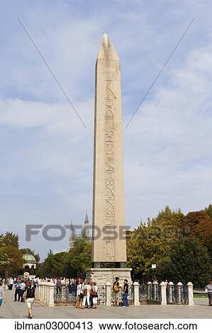Stock Image - "Egyptian Obelisk by Thutmosis' III., Hippodrome or At Meydani square, Istanbul, European side, Istanbul Province, Turkey, European side, Europe". Fotosearch