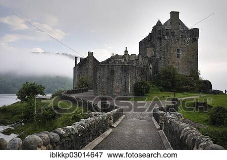 "Eilean Donan Castle in the fog after rain, Dornie, Highlands, Scotland, United Kingdom, Europe" View Large Photo Image Stock Photo - "Eilean Donan Castle in the fog after rain, Dornie, Highlands, Scotland, United Kingdom, Europe". Fotosearch