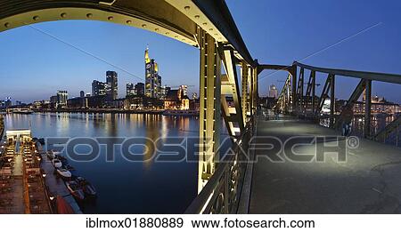 "Eiserner Steg, Iron Footbridge, with views towards downtown and the financial district, Frankfurt am Main, Hesse, Germany, Europe" View Large Photo Image Stock Photo - "Eiserner Steg, Iron Footbridge, with views towards downtown and the financial district, Frankfurt am Main, Hesse, Germany, Europe". Fotosearch
