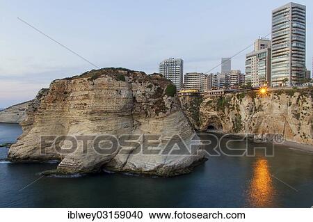 "El Rawsheh Rock or Pigeon Rocks, Beirut, Lebanon, Asia" View Large Photo Image Stock Image - "El Rawsheh Rock or Pigeon Rocks, Beirut, Lebanon, Asia". Fotosearch