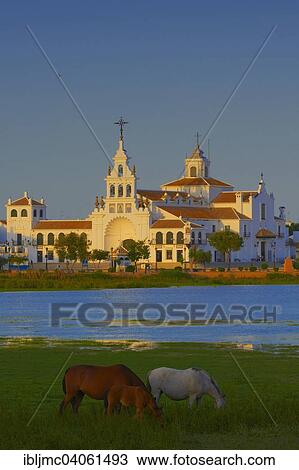 "El Rocio Ermita del Rocio hermitage in morning light, El Rocio, Almonte, Marismas de Donana, Huelva province, Andalusia, Spain, Europe" View Large Photo Image Stock Image - "El Rocio Ermita del Rocio hermitage in morning light, El Rocio, Almonte, Marismas de Donana, Huelva province, Andalusia, Spain, Europe". Fotosearch