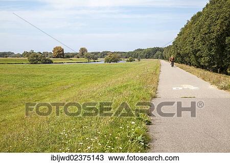 Stock Image - "Elbe Cycle Path near Quitzoebel, Brandenburg, Germany, Europe". Fotosearch