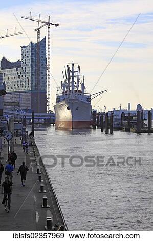 "Elbe Philharmonic Hall and the museum ship, Cap San Diego in the Hanseatic City of Hamburg, Germany, Europe" View Large Photo Image Stock Photo - "Elbe Philharmonic Hall and the museum ship, Cap San Diego in the Hanseatic City of Hamburg, Germany, Europe". Fotosearch
