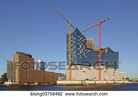 Stock Image - "Elbe Philharmonic Hall under construction, Hamburg, Hamburg, Germany, Europe". Fotosearch