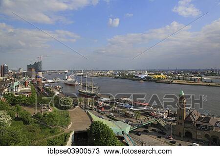 "Elbe River with the St Pauli Landing Stages, museum ships and the Elbe Philharmonic Hall, Hamburg, Germany, Europe" View Large Photo Image Stock Image - "Elbe River with the St Pauli Landing Stages, museum ships and the Elbe Philharmonic Hall, Hamburg, Germany, Europe". Fotosearch