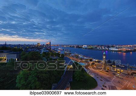 "Elbe River with the St Pauli Landing Stages and the Elbe Philharmonic Hall, at dawn, Hamburg, Germany, Europe" View Large Photo Image Stock Photo - "Elbe River with the St Pauli Landing Stages and the Elbe Philharmonic Hall, at dawn, Hamburg, Germany, Europe". Fotosearch