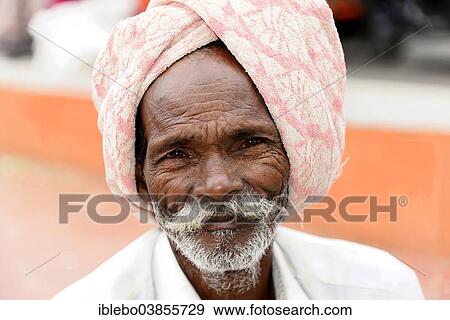 Stock Photo - "Elderly Indian man, portrait, Mysore, Karnataka, South India, India, Asia". Fotosearch