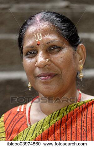 Stock Image - "Elderly Indian woman, portrait, Aurangabad, Maharashtra, India, Asia". Fotosearch