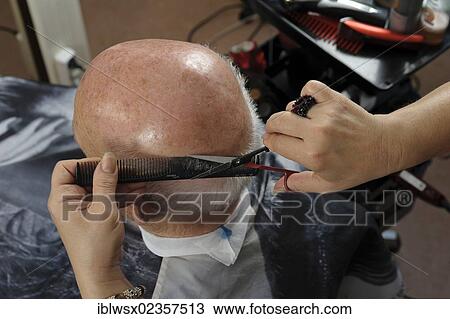 "Elderly man at a hairdresser's, hair cutting, Baden-Wuerttemberg, Germany, Europe" View Large Photo Image Stock Image - "Elderly man at a hairdresser's, hair cutting, Baden-Wuerttemberg, Germany, Europe". Fotosearch