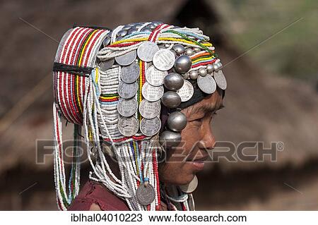 "Elderly woman of the Akha ethnic group with traditional headdress, portrait, near Kyaing Tong, Myanmar, Asia" View Large Photo Image Stock Image - "Elderly woman of the Akha ethnic group with traditional headdress, portrait, near Kyaing Tong, Myanmar, Asia". Fotosearch