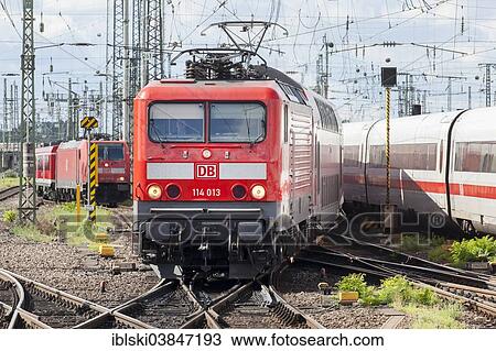 "Electric locomotive of the 114 series of the Deutsche Bahn AG used in local traffic, at Frankfurt main station, Frankfurt am Main, Hesse, Germany, Europe" View Large Photo Image Stock Image - "Electric locomotive of the 114 series of the Deutsche Bahn AG used in local traffic, at Frankfurt main station, Frankfurt am Main, Hesse, Germany, Europe". Fotosearch