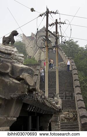"Electricity cables at the Great Wall of China, Grosse chinesische Mauer, Beijing, China, People's Republic of China, Asia" View Large Photo Image Stock Image - "Electricity cables at the Great Wall of China, Grosse chinesische Mauer, Beijing, China, People's Republic of China, Asia". Fotosearch