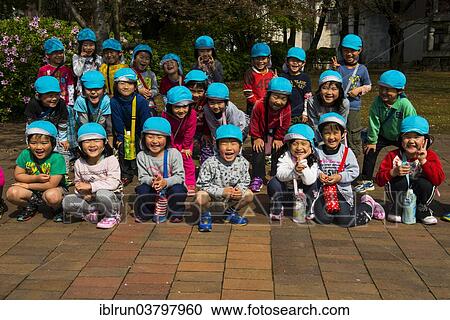 Stock Image - "Elementary school kids, Nagasaki, Japan, Asia". Fotosearch
