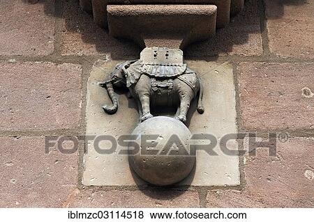 "Elephant standing on a globe under the bay window on the facade of Tucher Mansion, built 1533-1544, Hirschelgasse 9-11, Nuremberg, Middle Franconia, Bavaria, Germany, Europe" View Large Photo Image Stock Photo - "Elephant standing on a globe under the bay window on the facade of Tucher Mansion, built 1533-1544, Hirschelgasse 9-11, Nuremberg, Middle Franconia, Bavaria, Germany, Europe". Fotosearch