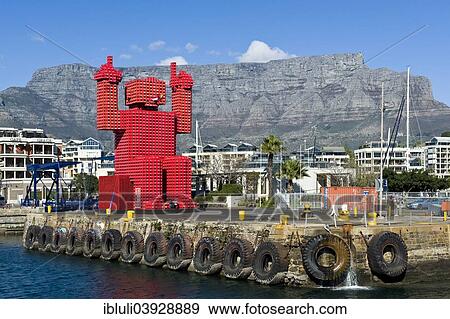 "Elliot The Crate Fan, a symbol of commitment to recycling built from 42, 000 plastic crates at V&A Waterfront, Cape Town, South Africa, Africa" View Large Photo Image Stock Photo - "Elliot The Crate Fan, a symbol of commitment to recycling built from 42, 000 plastic crates at V&A Waterfront, Cape Town, South Africa, Africa". Fotosearch