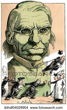 Picture - "Emile Maximilien Paul Littre, a French lexicographer and philosopher, political caricature, 1882, by Alphonse Hector Colomb pseudonym B. Moloch, a French caricaturist". Fotosearch