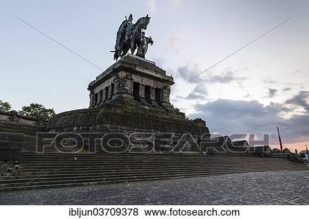 "Emperor William I monument at Deutsches Eck or """"German Corner"""", equestrian statue, Middle Rhine Valley, Koblenz, Rhineland-Palatinate, Germany, Europe" View Large Photo Image Stock Photo - "Emperor William I monument at Deutsches Eck or """"German Corner"""", equestrian statue, Middle Rhine Valley, Koblenz, Rhineland-Palatinate, Germany, Europe". Fotosearch