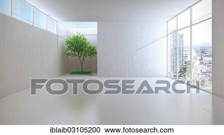 "Empty room with a plant, loft, 3D illustration" View Large Photo Image Stock Image - "Empty room with a plant, loft, 3D illustration". Fotosearch