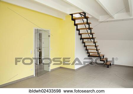 Empty room with stairs View Large Photo Image Stock Photo - Empty room with stairs. Fotosearch