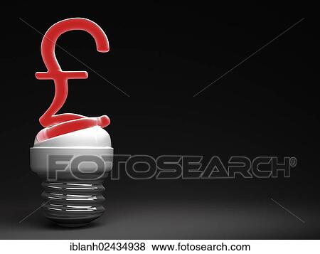 Stock Photo - Energy-saving bulb with a pound sign. Fotosearch