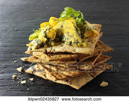 English Black Stick and blue cheese with crackers View Large Photo Image Stock Photo - English Black Stick and blue cheese with crackers. Fotosearch