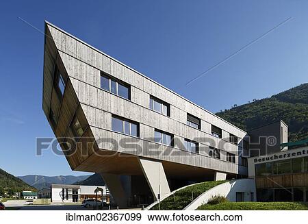 Stock Photo - "Ennstal Technology and Service Center and visitor center of the Ennstal Nationalpark, Reichraming, Pyhrn-Eisenwurzen, Traunviertel region, Upper Austria, Austria, Europe, PublicGround, Europe". Fotosearch