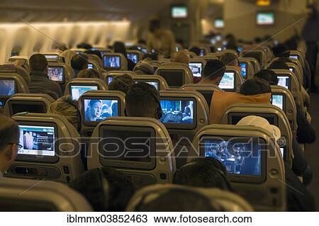 Stock Image - Entertainment in an aircraft. Fotosearch